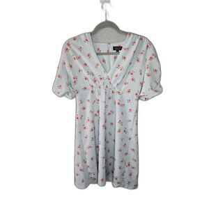 TopShop Women's Blue Floral Short Sleeve Mini Tea Dress Size 6